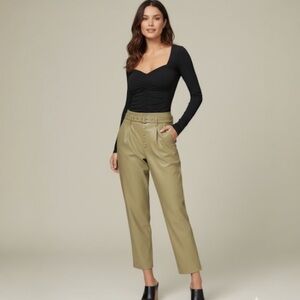 Paige Maria Dark Brushed Olive Faux Leather Pants